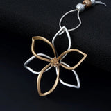 Floral Long Chain Necklace Hollow Flower Butterfly Beads Collar Jewelry