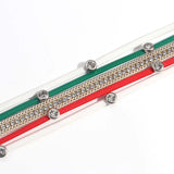 Xmas Crystal Studded Bracelet Red Green Double Wrap Multilayer