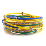 Xmas Crystal Studded Bracelet Red Green Double Wrap Multilayer