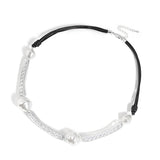 Geometric Pearls Pendant Necklace Leather Choker Winter Jewelry