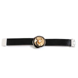 Metal Flower Charm Leather Wrap Bracelet for Women