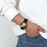 Metal Flower Charm Leather Wrap Bracelet for Women