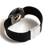 Metal Flower Charm Leather Wrap Bracelet for Women