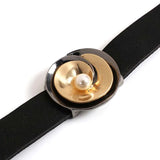 Metal Flower Charm Leather Wrap Bracelet for Women