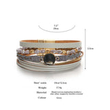 Bright Colors Leather Wrap Braided Bracelets Crystal Beads Multilayer Wrap