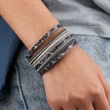 Leopard Print Leather Wrap Bracelet with Rhinestone Wide Design