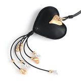Ethnic Heart Pendant Collar Leather Necklace Metal Beads Tassel Chains