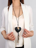 Ethnic Heart Pendant Collar Leather Necklace Metal Beads Tassel Chains