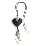 Ethnic Heart Pendant Collar Leather Necklace Metal Beads Tassel Chains