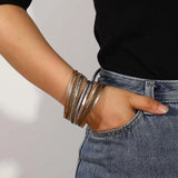Ethnic Women's Leather Bracelets Boho Multilayer Charm Rhinestone Wrap Bracelets
