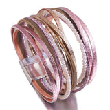 Ethnic Women's Leather Bracelets Boho Multilayer Charm Rhinestone Wrap Bracelets