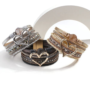 Leather Wrap Bracelet Multilayer Charm Bracelets Women Gift