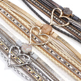Leather Wrap Bracelet Multilayer Charm Bracelets Women Gift