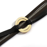 Double Circle Cross Leather Bracelet for Women