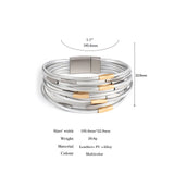 Metal Tubes Beaded Leather Cord Bracelet Magnetic Clasp Women Wrap Bracelets