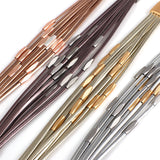 Metal Tubes Beaded Leather Cord Bracelet Magnetic Clasp Women Wrap Bracelets