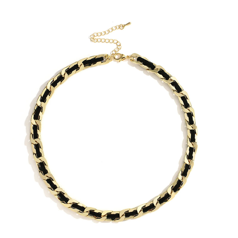 PU Leather Choker Necklace Link Chain Collar Necklaces Women Jewelry