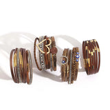 Multilayer Geometric Metal Circle Heart Charm Leather Bracelet