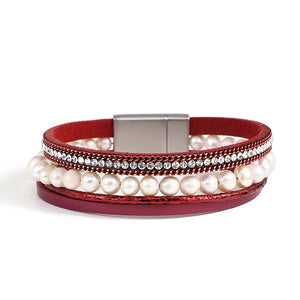 Freshwater Pearls Charm Bracelet with Rhinestones