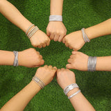 Bohemian Rhinestone Wide Leather Cuff Bracelet with Magnetic Clasp