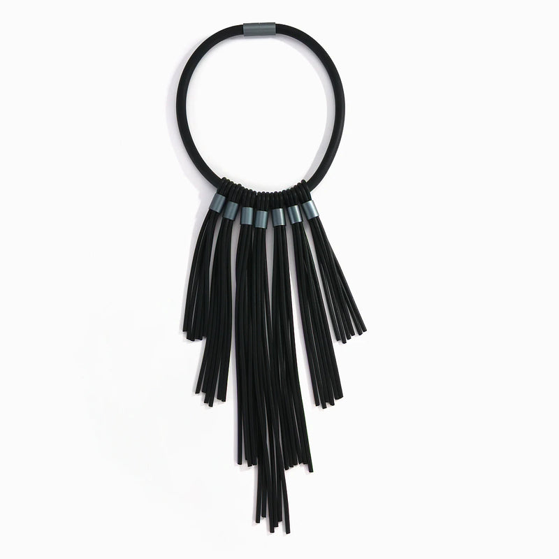 Long Tassel Statement Necklace for Women Rubber Bib Necklaces