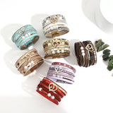 Layered Wrap Bracelet Pearls Love Heart Charm Leather Magnetic Clasp