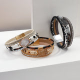Leopard Print Wrap Bracelet Druzy Stone Charm Jewelry
