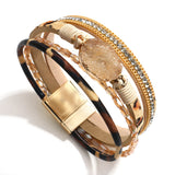 Leopard Print Wrap Bracelet Druzy Stone Charm Jewelry