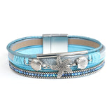 Lucky Turtle Starfish Bracelet Boho Leather Wrap Shell Wristband Jewelry