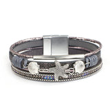 Lucky Turtle Starfish Bracelet Boho Leather Wrap Shell Wristband Jewelry
