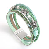 Lucky Turtle Starfish Bracelet Boho Leather Wrap Shell Wristband Jewelry