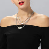 Metal Beads Leather Necklace Women Multistrand Short Choker Necklaces