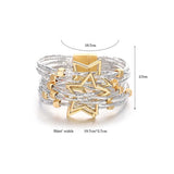 Metal Beads Triple Stars Bracelets Multilayer Wrap Leather Women Jewelry