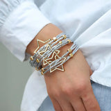 Metal Beads Triple Stars Bracelets Multilayer Wrap Leather Women Jewelry