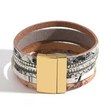 Pink Snake Skin Leather Charm Bracelet for Women