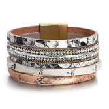 Pink Snake Skin Leather Charm Bracelet for Women