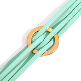 Metal Circle Charm Wrap Bracelet 4 Strands Multilayer Leather Rope Bracelets