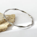 Minimalist Wave Twist Metal Bracelet Bangle Stainless Steel Female Jewelry
