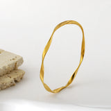 Minimalist Wave Twist Metal Bracelet Bangle Stainless Steel Female Jewelry