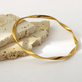 Minimalist Wave Twist Metal Bracelet Bangle Stainless Steel Female Jewelry