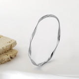 Minimalist Wave Twist Metal Bracelet Bangle Stainless Steel Female Jewelry