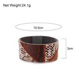Snake Skin Print Faux Leather Bracelet Bohemian Wide Wrap Bracelet
