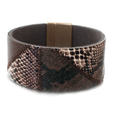 Snake Skin Print Faux Leather Bracelet Bohemian Wide Wrap Bracelet