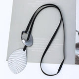 Adjustable Leather Lariat Necklace with Geometric Pendant