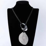 Adjustable Leather Lariat Necklace with Geometric Pendant