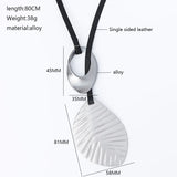 Adjustable Leather Lariat Necklace with Geometric Pendant
