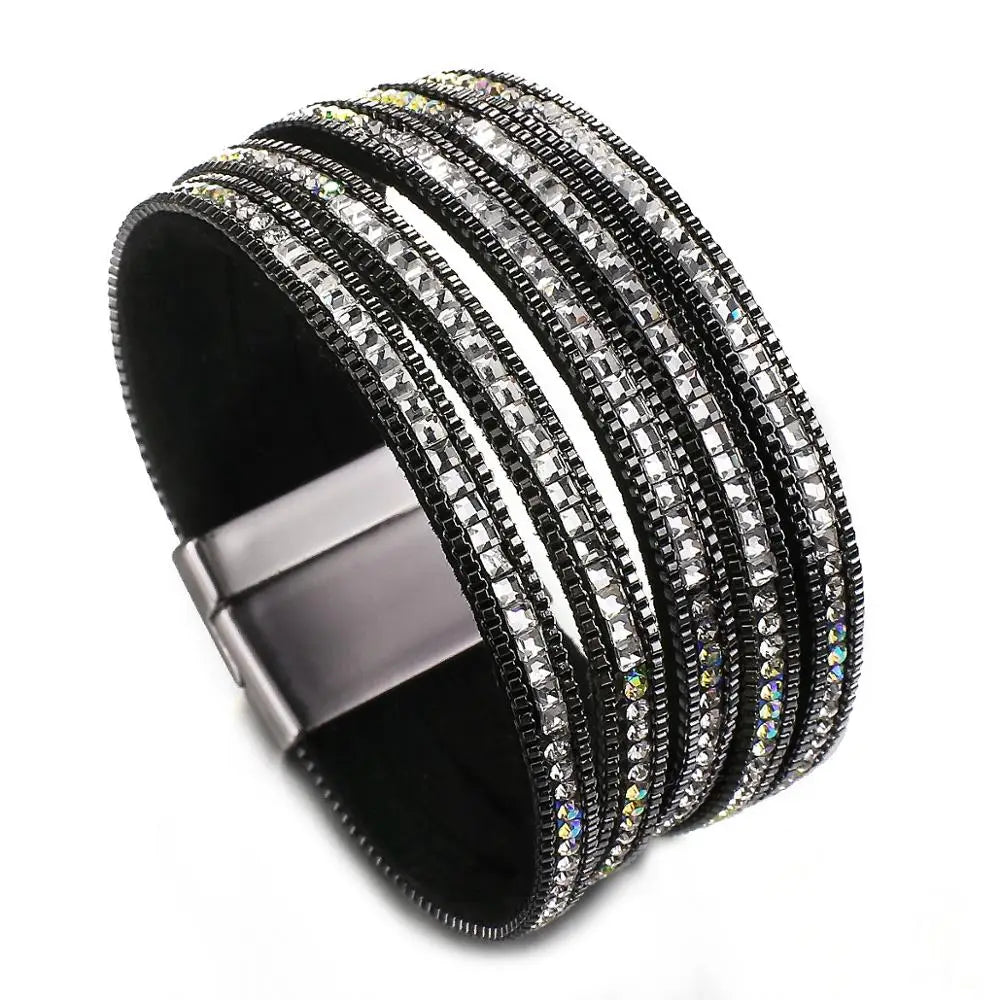 Multi-type Stars Leaf Flower Charm Leather Bracelet for Women
