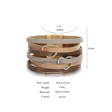Leather Bracelet Two Hearts Wrap for Women