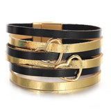 Leather Bracelet Two Hearts Wrap for Women