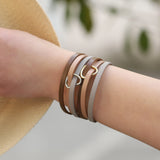 Leather Bracelet Two Hearts Wrap for Women